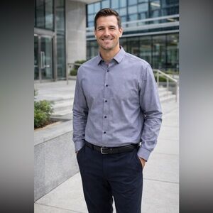 NWT Artefact Nolan Stretch Jaspe Slim Button Down Shirt Size XL Gray